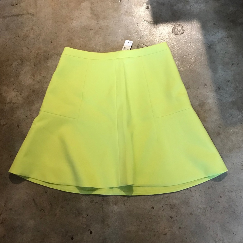 J. Crew Neon Yellow Fluted Flared Skirt